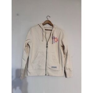 Life Is Good Full Zip Hoodie Daisy Cute Spring Warm Thick Soft Small Women's